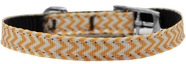 Chevrons Nylon Dog Collar with classic buckle 3/8" Orange Size 16